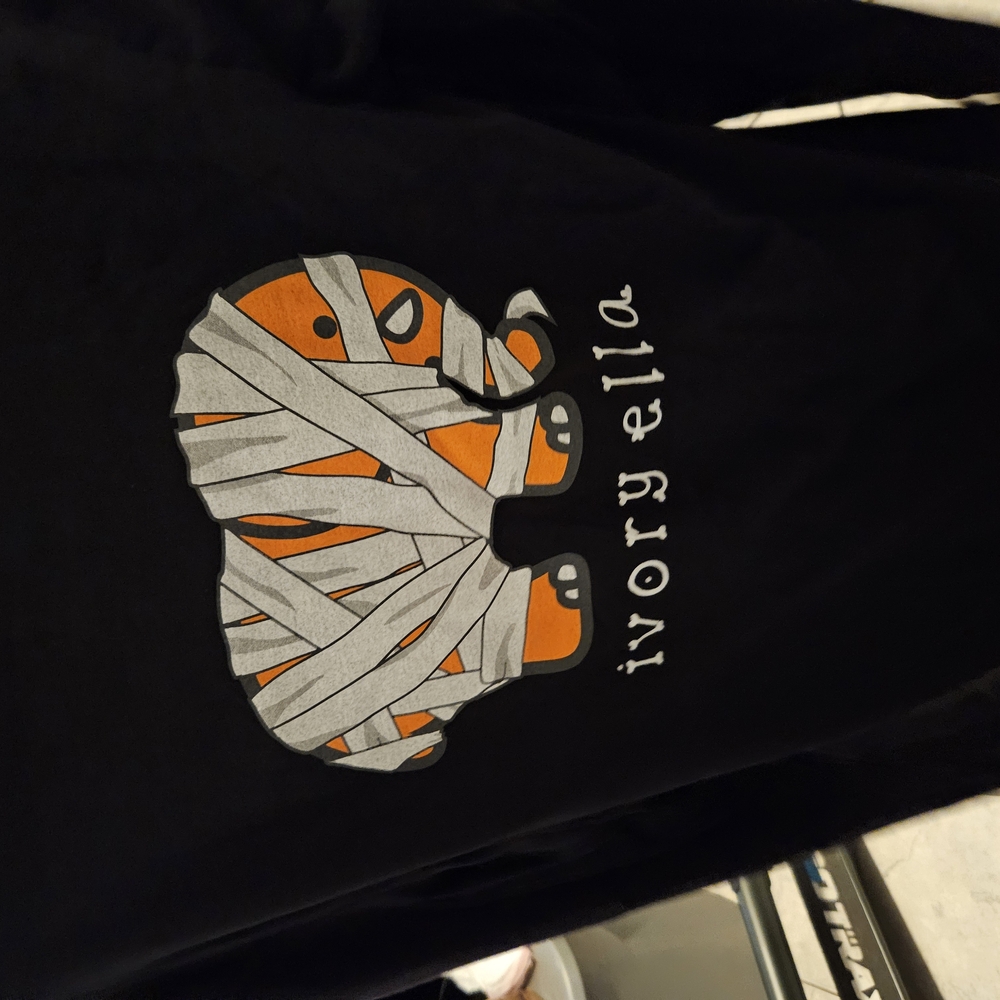 Ivory Ella Black Long Sleeve Shirt with Elephant Design Halloween